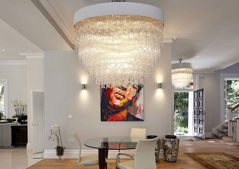 Contemporary Chandelier Aqua Droplets Oval