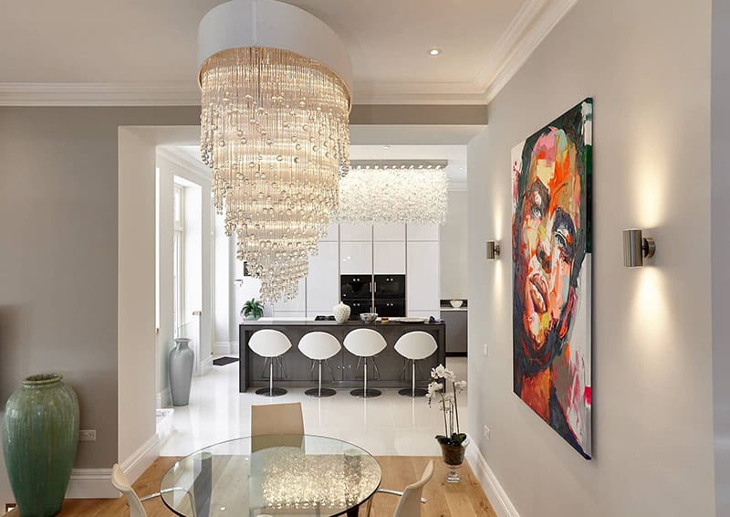 Aqua Droplets Oval Luxury Contemporary Chandelier